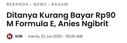 Anies: Bila Anda Katakan Saya Ambil Uang dari Formula E, Tunjukkan!